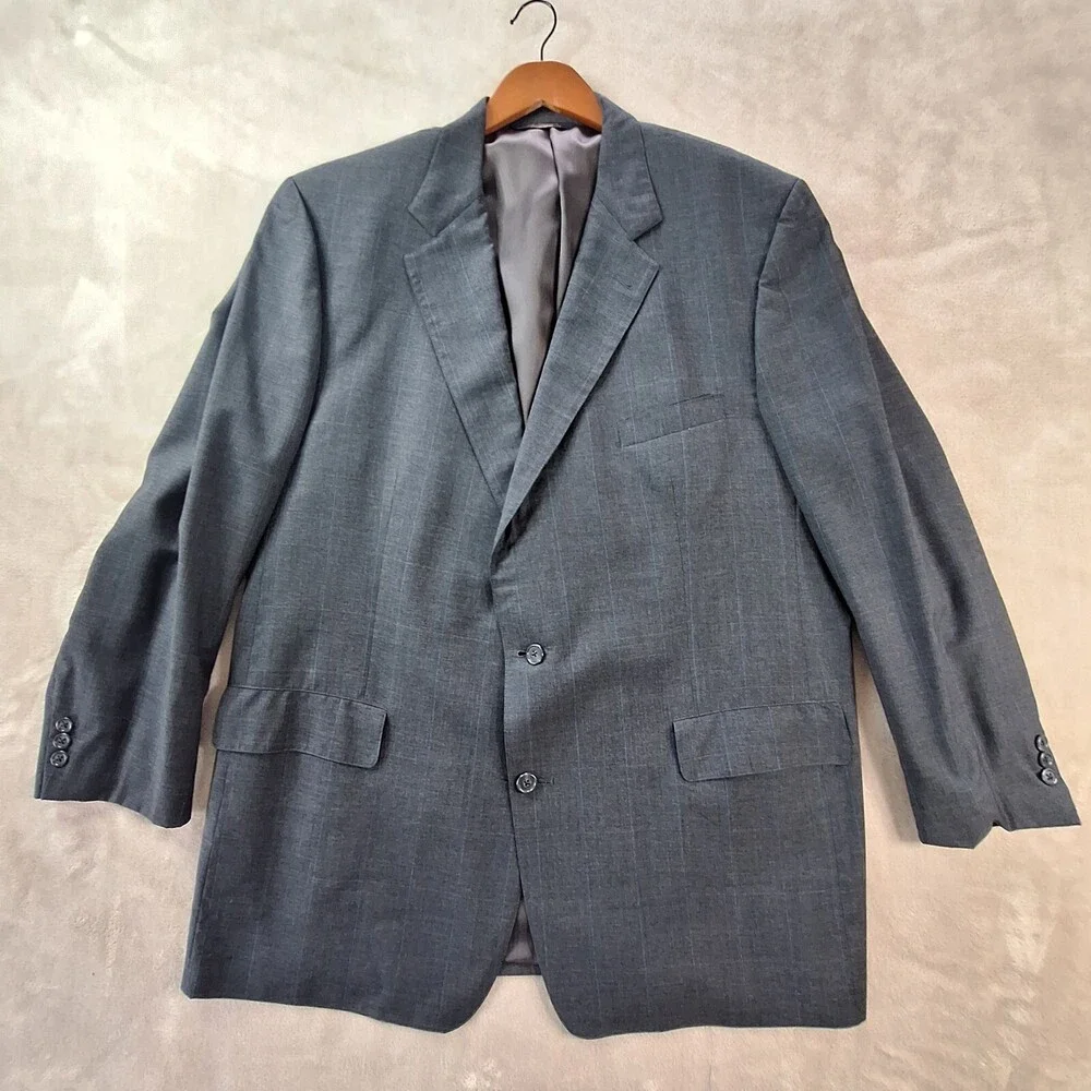 Vintage Brooks Brothers Blazer Men's 48L Gray Wool Glen Single Breasted Made USA